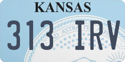 KS license plate 313IRV