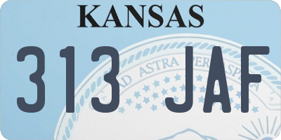 KS license plate 313JAF