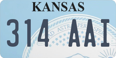 KS license plate 314AAI