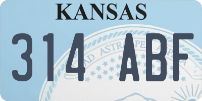 KS license plate 314ABF