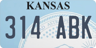 KS license plate 314ABK