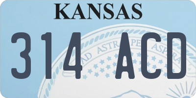 KS license plate 314ACD
