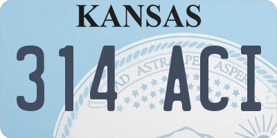 KS license plate 314ACI
