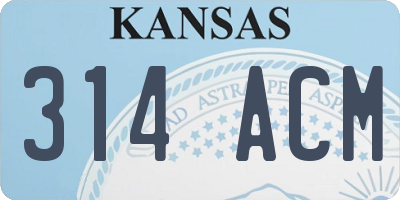 KS license plate 314ACM