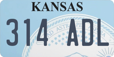 KS license plate 314ADL