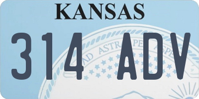 KS license plate 314ADV