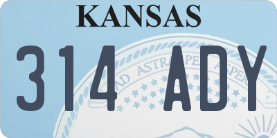 KS license plate 314ADY