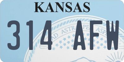 KS license plate 314AFW
