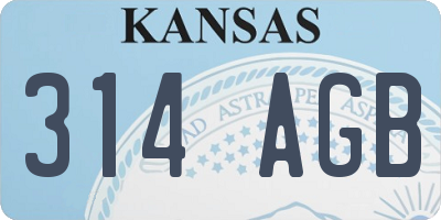 KS license plate 314AGB