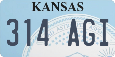 KS license plate 314AGI