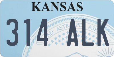 KS license plate 314ALK