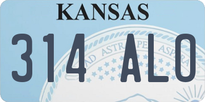 KS license plate 314ALO