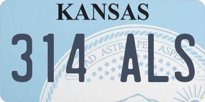 KS license plate 314ALS
