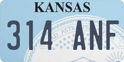 KS license plate 314ANF