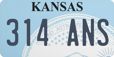 KS license plate 314ANS