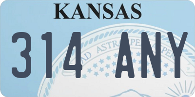 KS license plate 314ANY