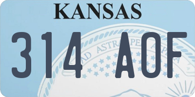 KS license plate 314AOF
