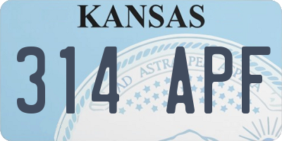 KS license plate 314APF