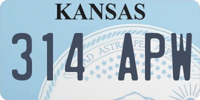 KS license plate 314APW