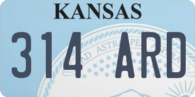 KS license plate 314ARD