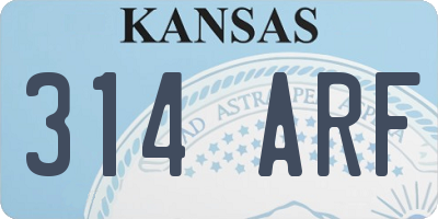 KS license plate 314ARF