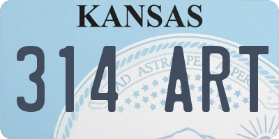 KS license plate 314ART