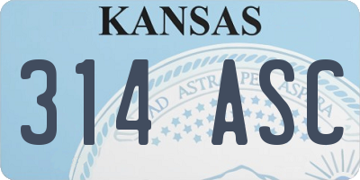 KS license plate 314ASC