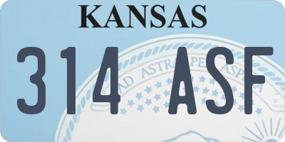 KS license plate 314ASF