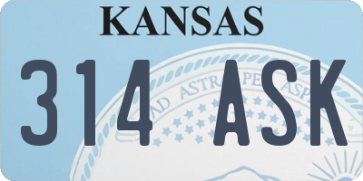 KS license plate 314ASK