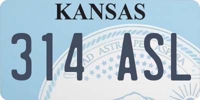 KS license plate 314ASL
