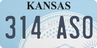 KS license plate 314ASO