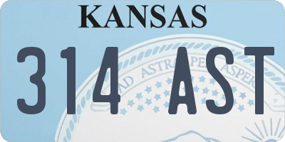 KS license plate 314AST