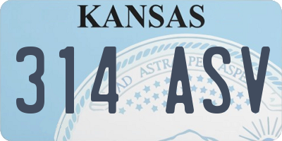 KS license plate 314ASV