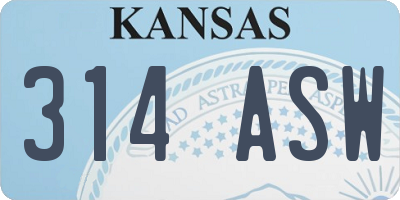 KS license plate 314ASW