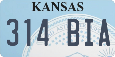 KS license plate 314BIA