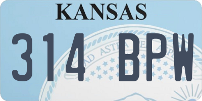 KS license plate 314BPW