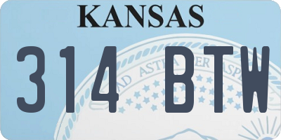 KS license plate 314BTW