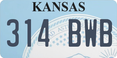 KS license plate 314BWB