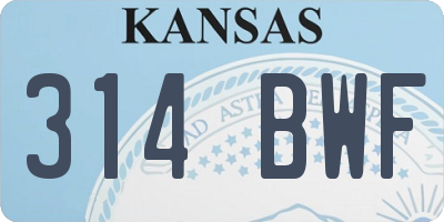 KS license plate 314BWF