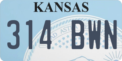 KS license plate 314BWN