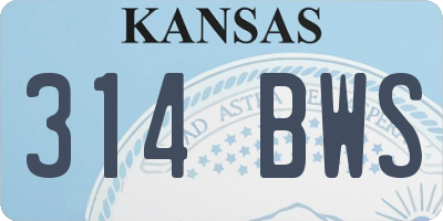 KS license plate 314BWS