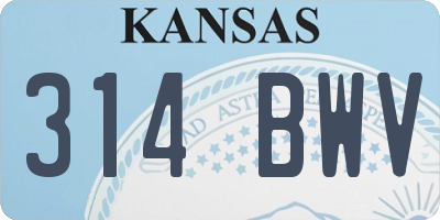 KS license plate 314BWV