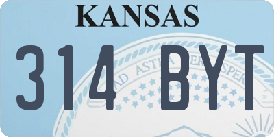 KS license plate 314BYT