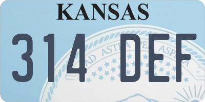 KS license plate 314DEF