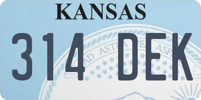 KS license plate 314DEK
