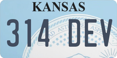KS license plate 314DEV