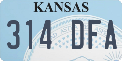 KS license plate 314DFA