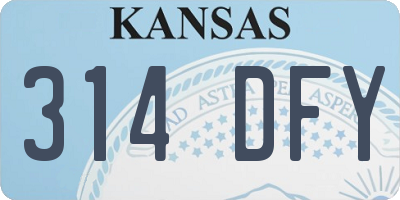KS license plate 314DFY