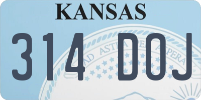 KS license plate 314DOJ
