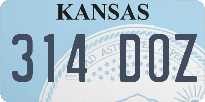 KS license plate 314DOZ